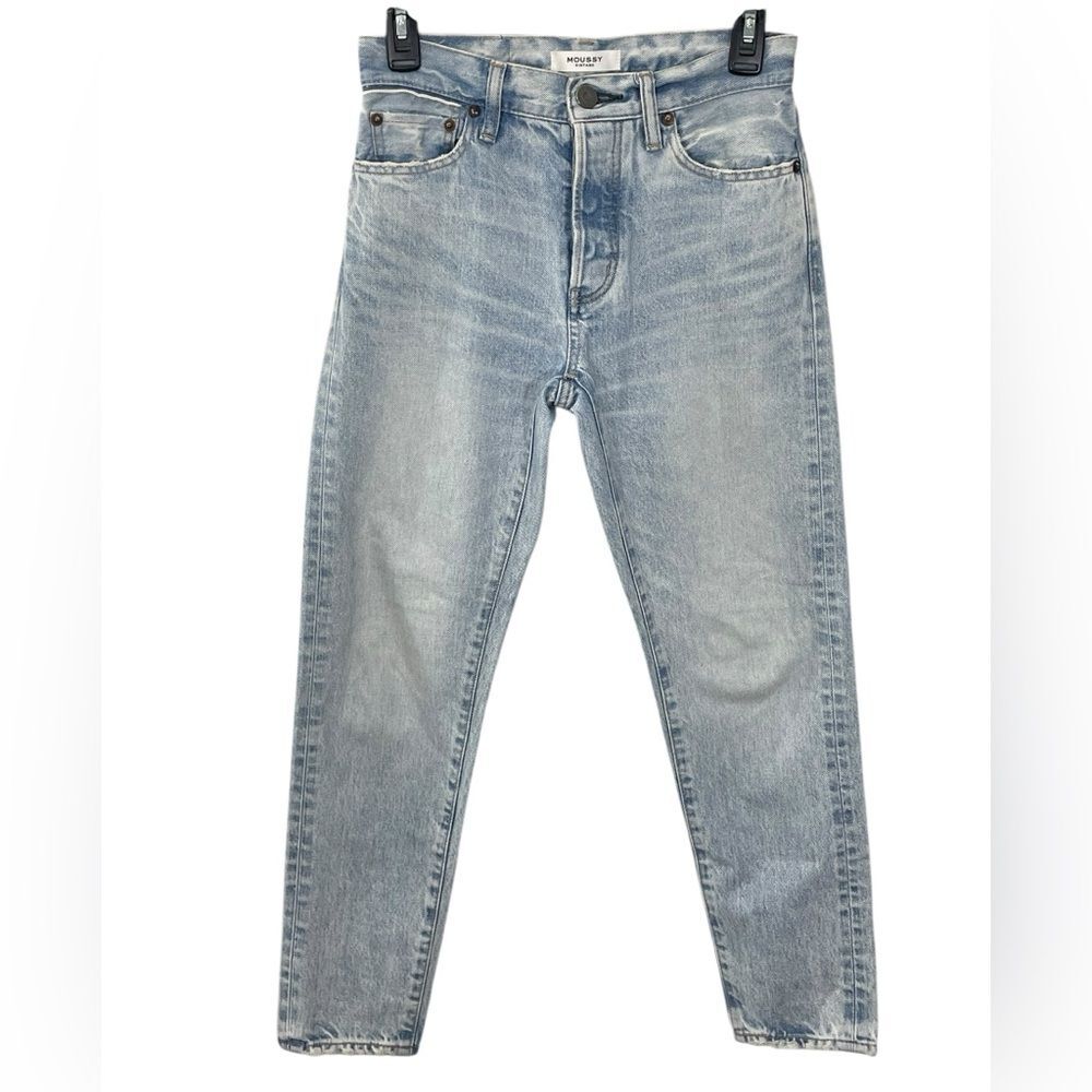MOUSSY Vintage MV 111‎ Light Blue Naval Tapered Mid Jeans 540FSC11-2000 Size 24